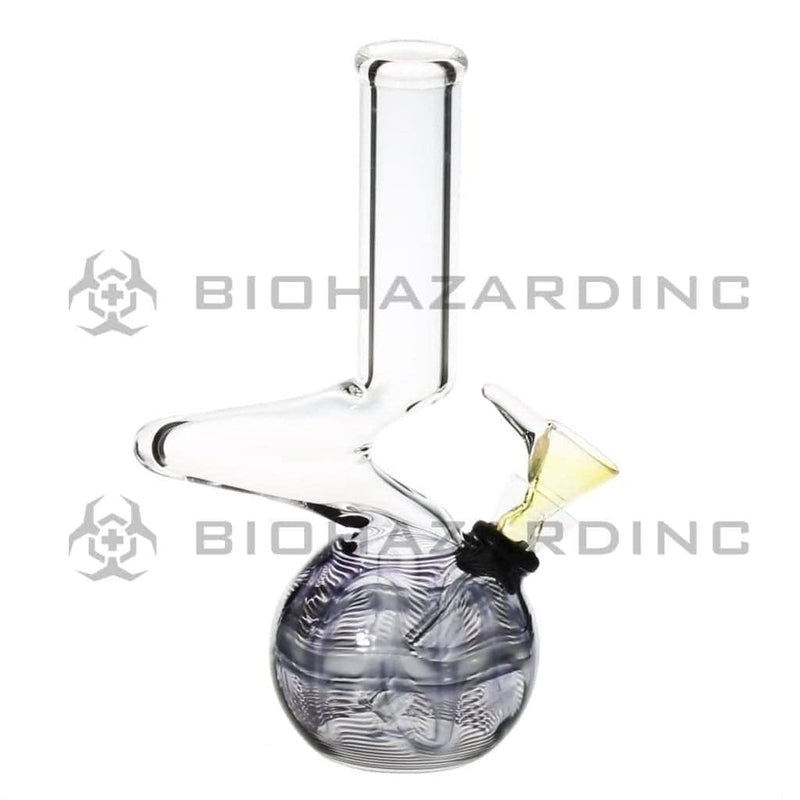 Biohazard Inc Glass Bong 6" Elbow Water Pipe w/ Slide - Black Rake