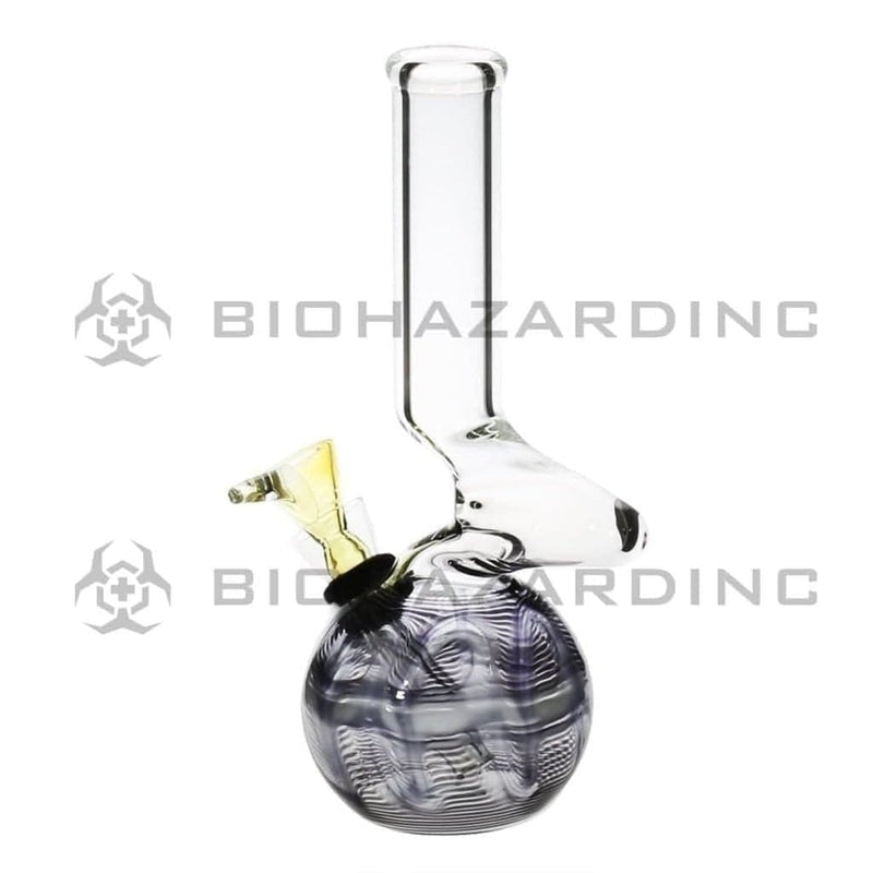 Biohazard Inc Glass Bong 6" Elbow Water Pipe w/ Slide - Black Rake