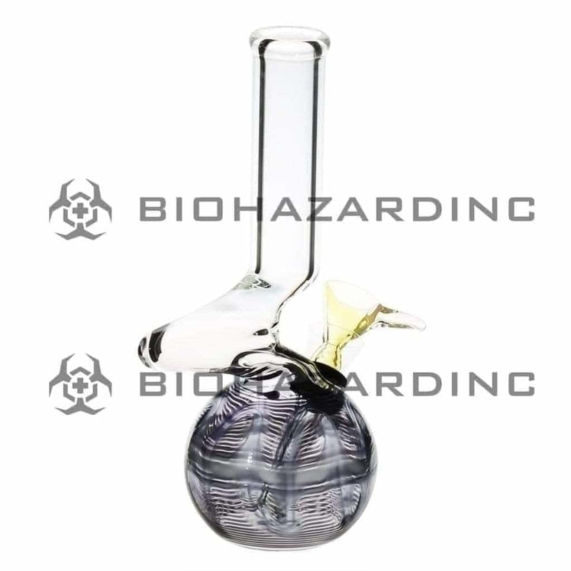 Biohazard Inc Glass Bong 6" Elbow Water Pipe w/ Slide - Black Rake