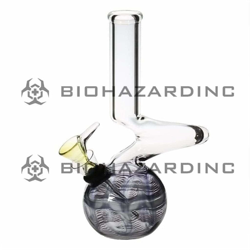 Biohazard Inc Glass Bong 6" Elbow Water Pipe w/ Slide - Black Rake