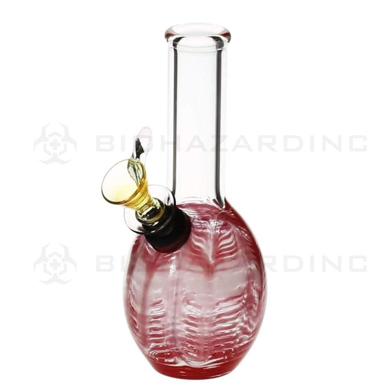 Biohazard Inc Glass Bong 6" Mini Round Water Pipe w/ Slide - Red Rake