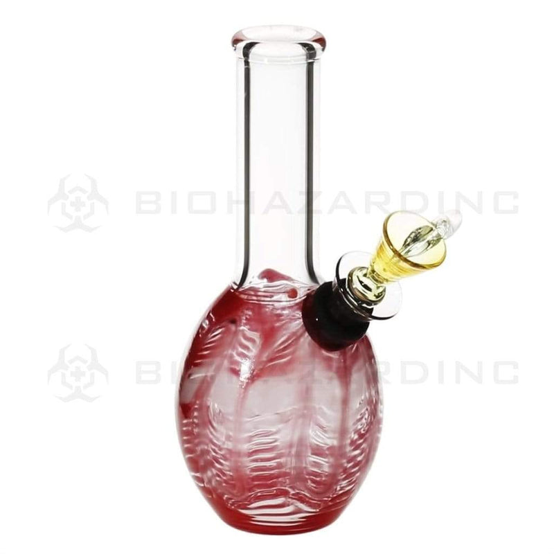 Biohazard Inc Glass Bong 6" Mini Round Water Pipe w/ Slide - Red Rake