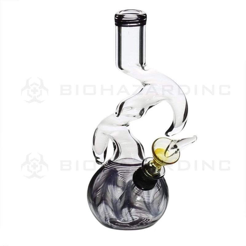 Biohazard Inc Glass Bong 6" Two Hook Water Pipe w/ Slide - Black Rake