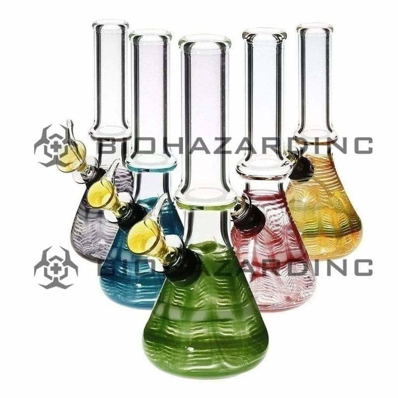 Biohazard Inc Glass Bong 7" Beaker Water Pipe w/ Slide - Raked