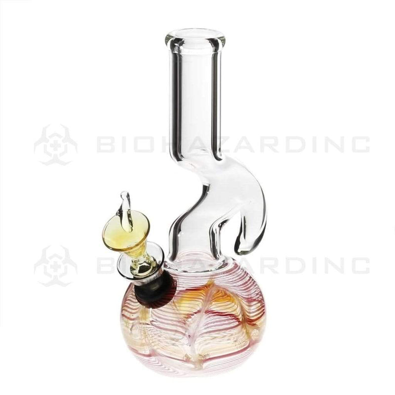 Biohazard Inc Glass Bong 7" Hook Water Pipe w/ Slide - Red Rake