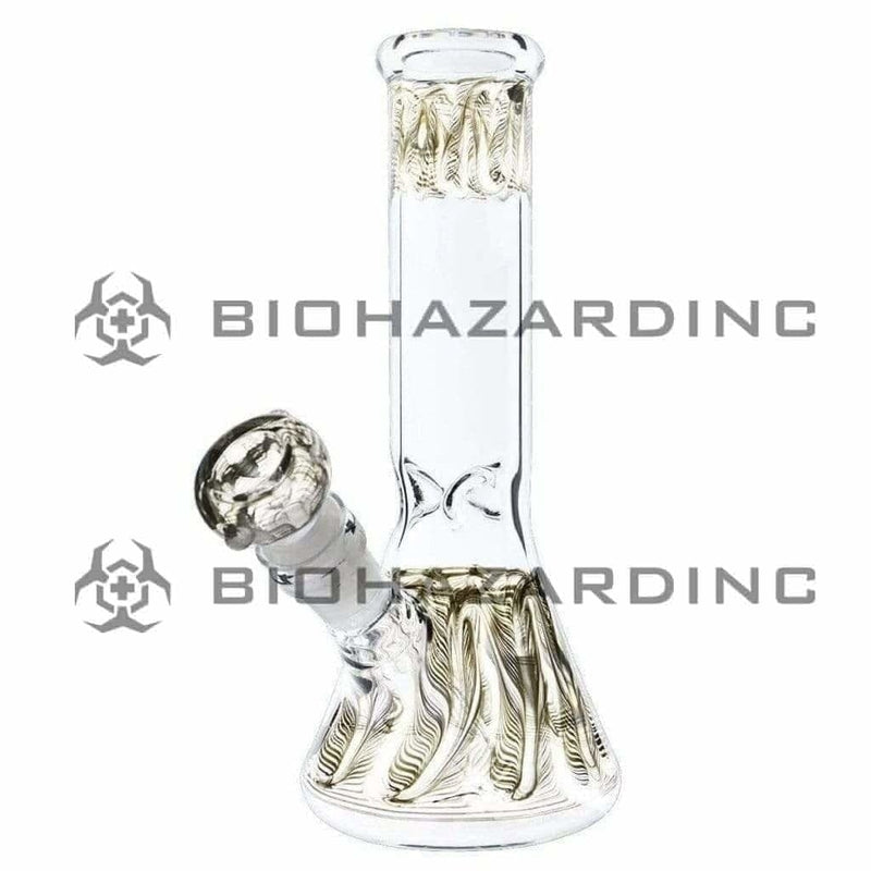 Biohazard Inc Glass Bong 8" Beaker - Black Wrap & Rake