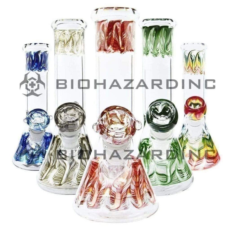 Biohazard Inc Glass Bong 8" Beaker - Mix Wrap & Rake