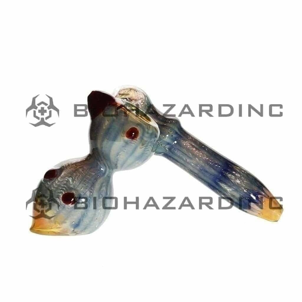 Biohazard Inc Glass Bubbler 10" Raked Side Hammer Bubbler