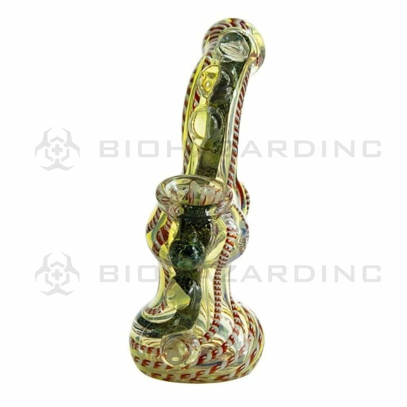 Biohazard Inc Glass Bubbler 9" Dichro Lined Assorted Bubbler w/ Marbles