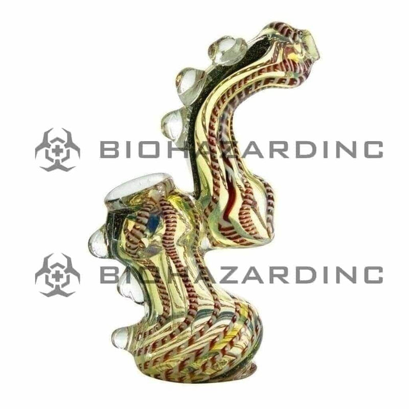 Biohazard Inc Glass Bubbler 9" Dichro Lined Assorted Bubbler w/ Marbles