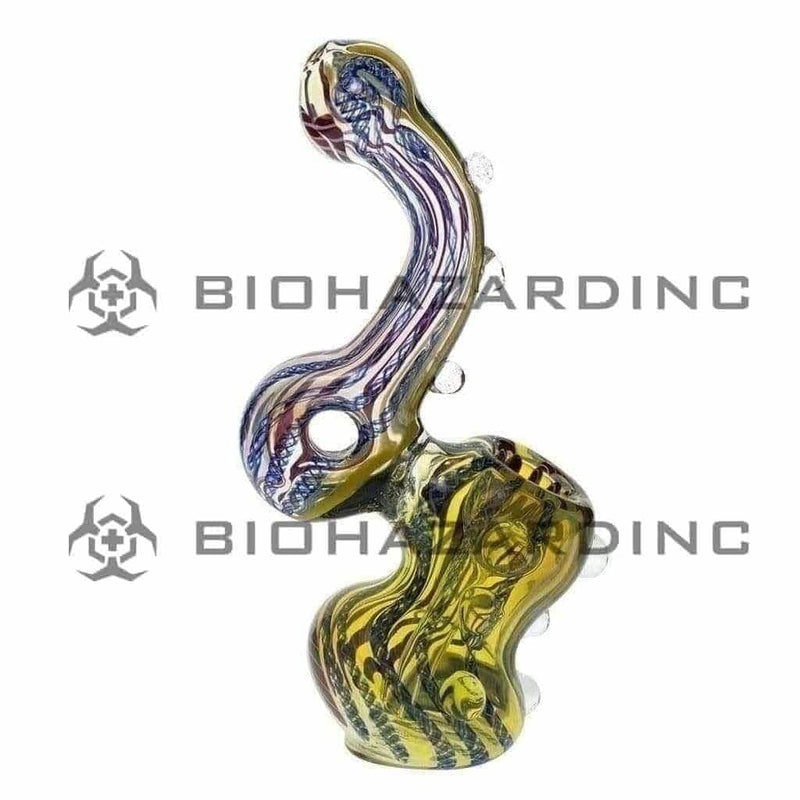 Biohazard Inc Glass Bubbler 9" Dichro Lined Assorted Bubbler w/ Marbles