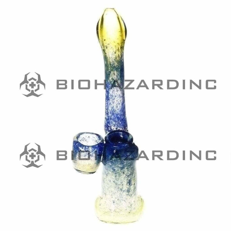 Biohazard Inc Glass Bubbler Large 8" Frit Bubbler w/ Nug Jar - Blue