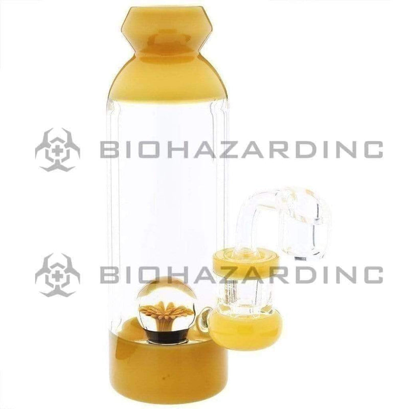 Biohazard Inc Glass Dab Rig Water Pipe 7" Bottle Rig Marble Showerhead Yellow Jade