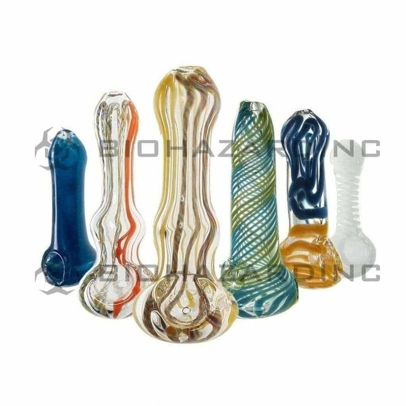 Biohazard Inc Glass Hand Pipe 3"-4" Assorted Hand Pipe - 10 Count