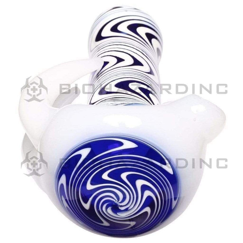 Biohazard Inc Glass Hand Pipe Blue and White Hand Pipe