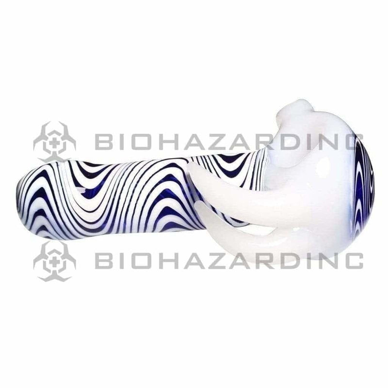 Biohazard Inc Glass Hand Pipe Blue and White Hand Pipe