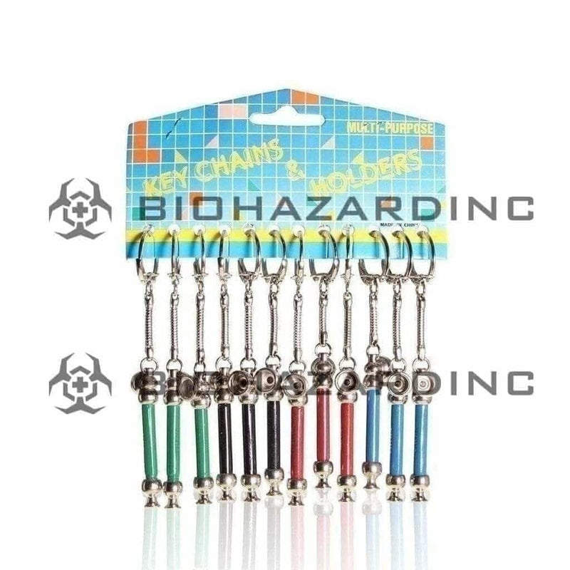 Biohazard Inc Metal Hand Pipe 2 1/2" Pipe Key Chain - 12 Count