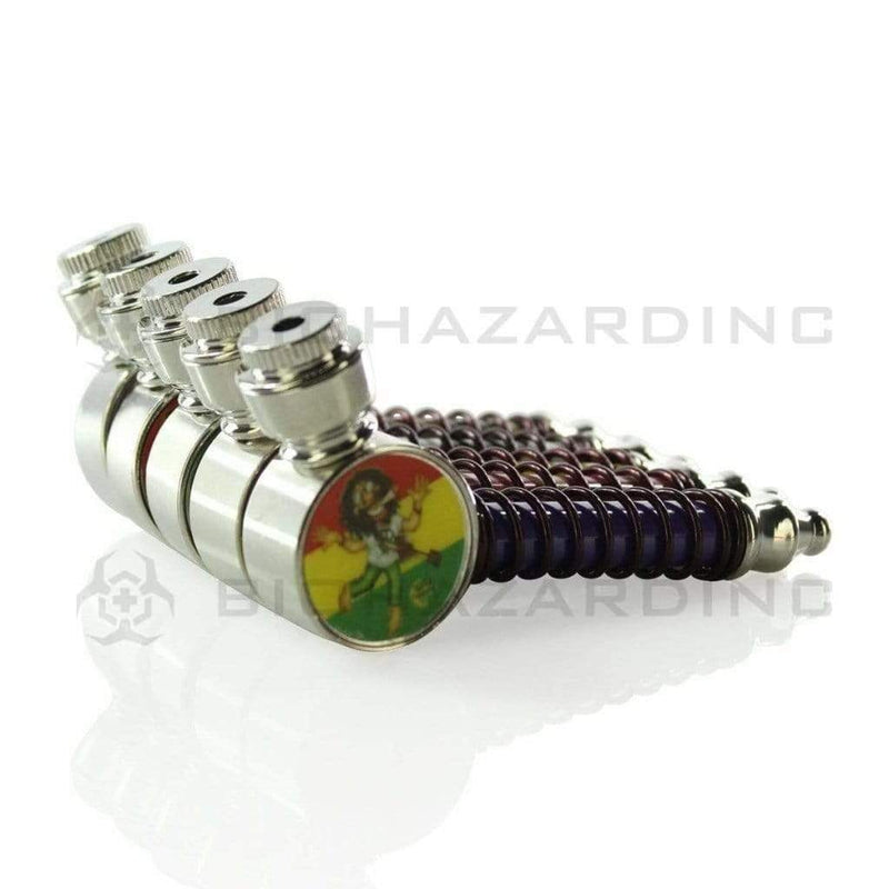 Biohazard Inc Metal Hand Pipe 3" Round Elbow Pipe W/ Metal Wire Wrap - Asssorted Colors