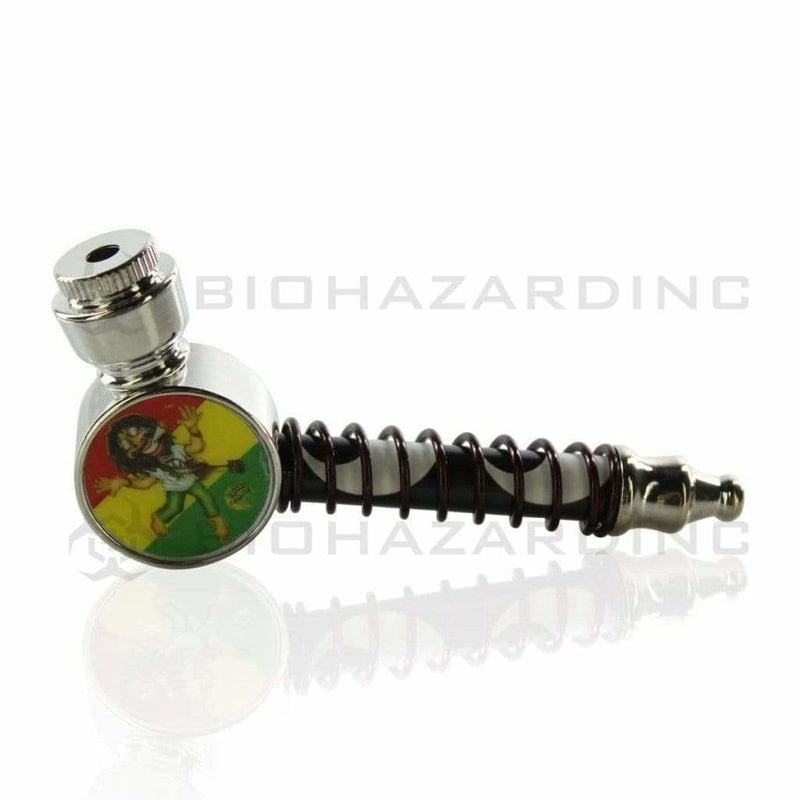 Biohazard Inc Metal Hand Pipe 3" Round Elbow Pipe W/ Metal Wire Wrap - Asssorted Colors