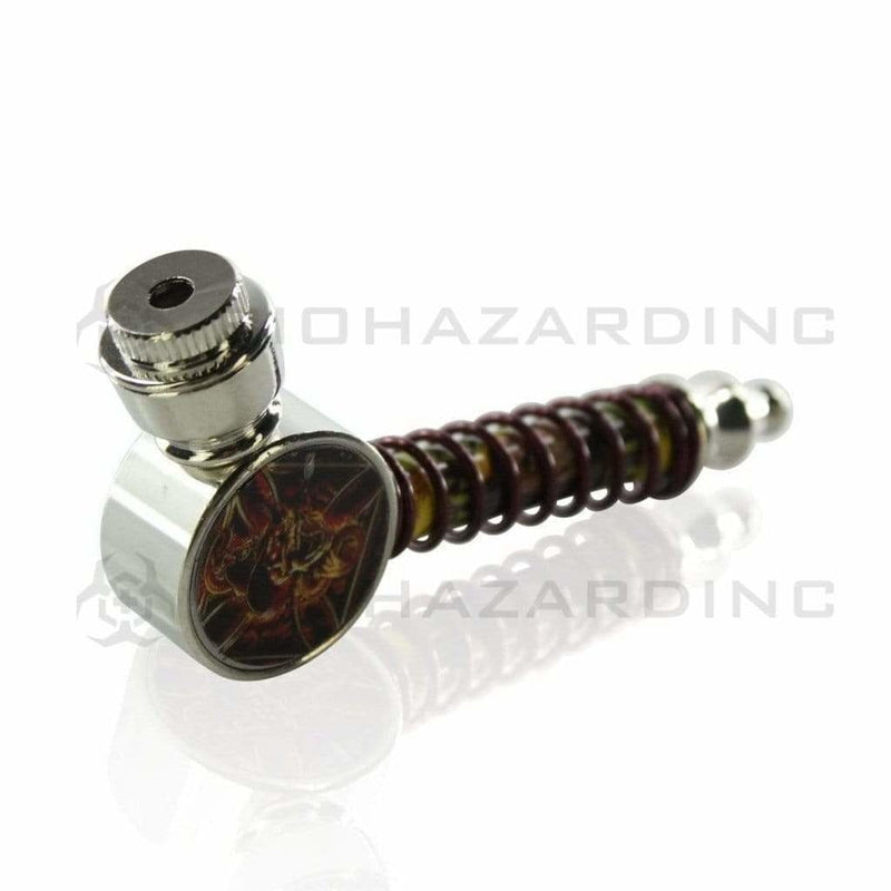 Biohazard Inc Metal Hand Pipe 3" Round Elbow Pipe W/ Metal Wire Wrap - Asssorted Colors