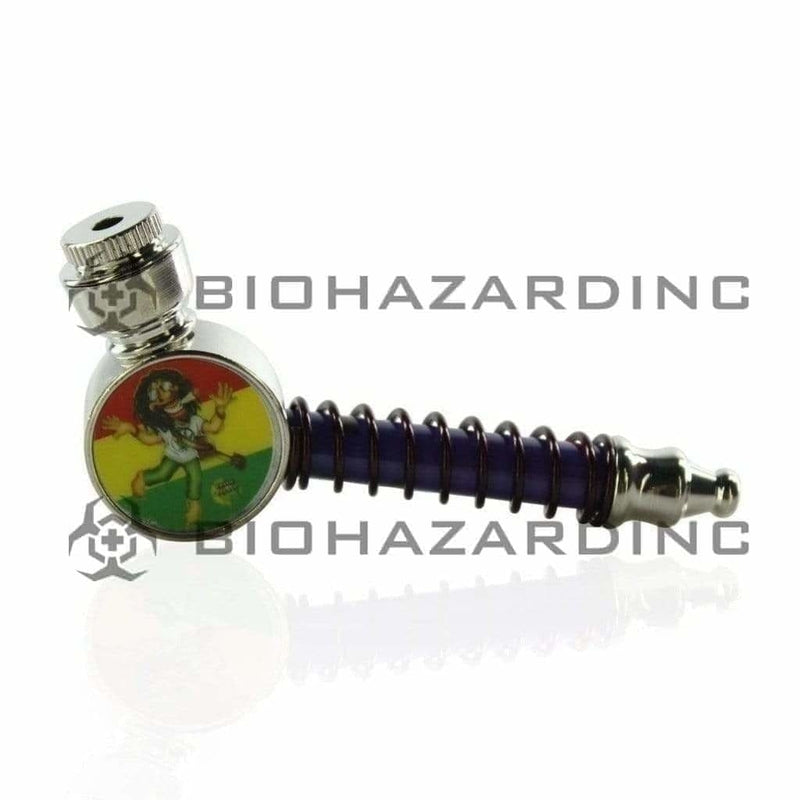 Biohazard Inc Metal Hand Pipe 3" Round Elbow Pipe W/ Metal Wire Wrap - Asssorted Colors