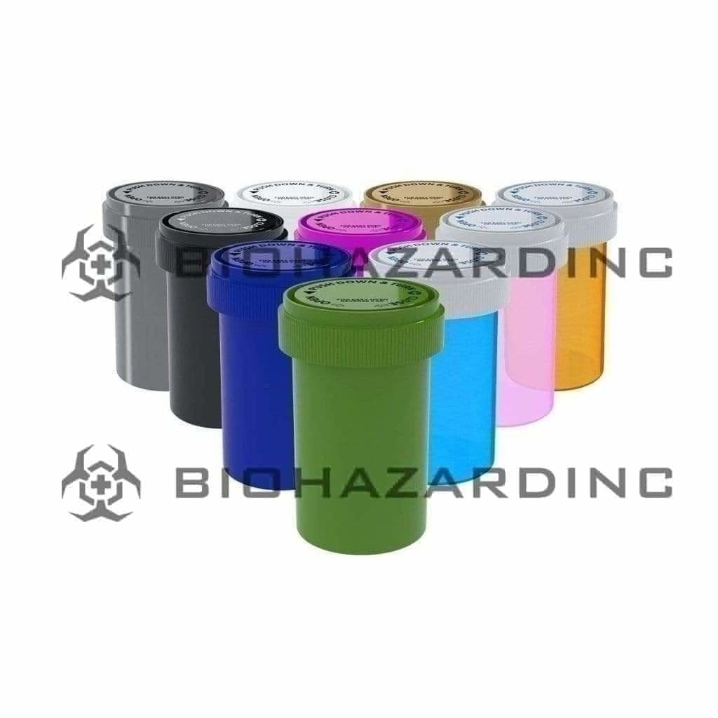 Biohazard Inc Reversible Cap Vial Assorted Colors Reversible Cap Vial 20 Dram - 240 Count