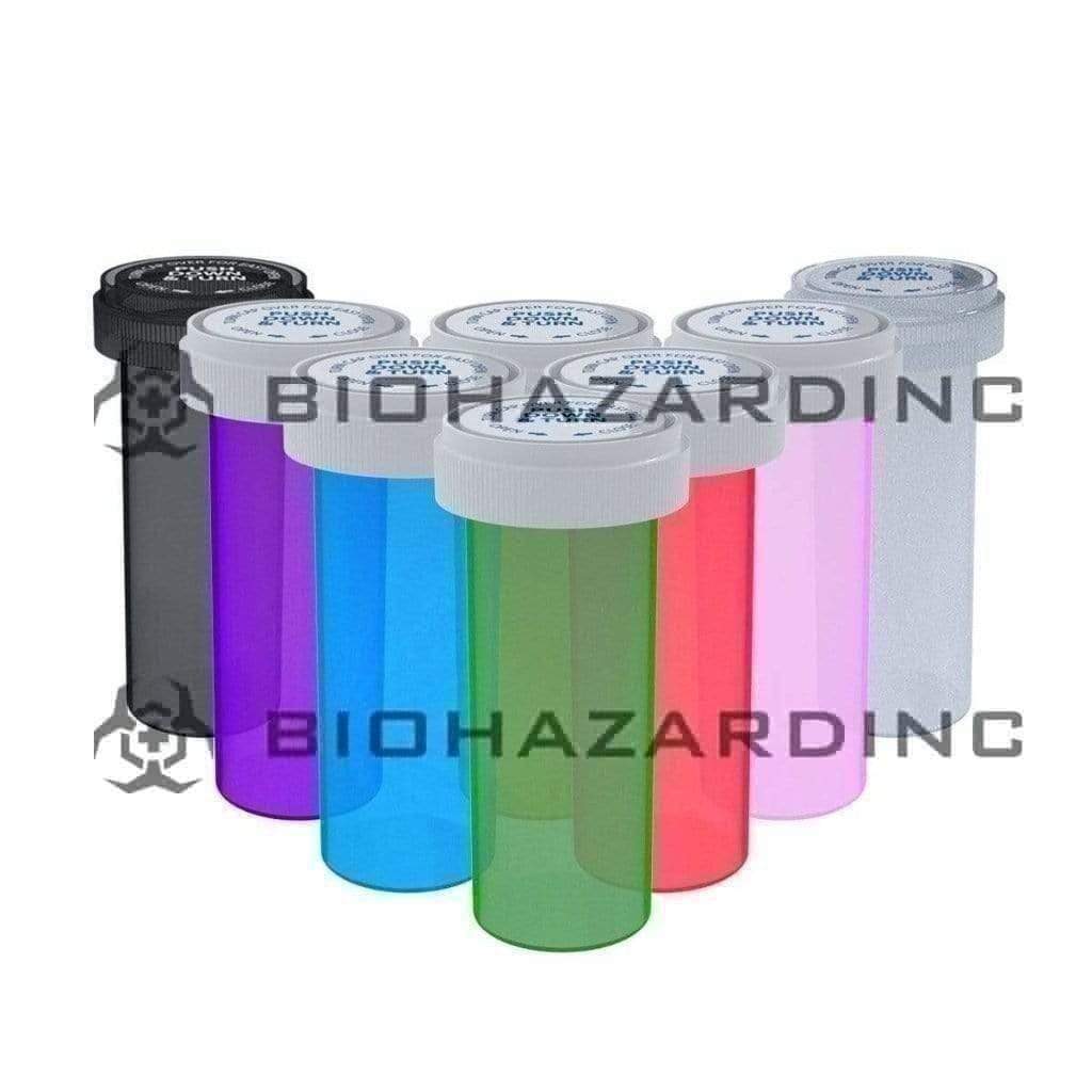 Biohazard Inc Reversible Cap Vial Assorted Colors Reversible Cap Vial 30 Dram - 190 Count