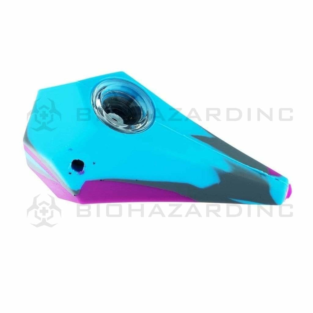 Biohazard Inc Silicone Hand Pipe 4" Silicone Hand Pipe w/ Glass Bowl - Assorted Color