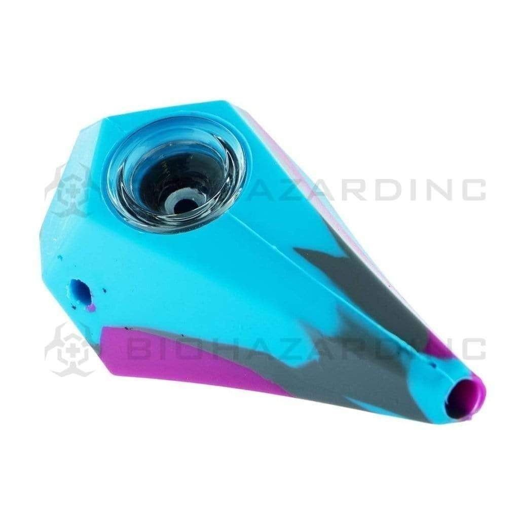 Biohazard Inc Silicone Hand Pipe 4" Silicone Hand Pipe w/ Glass Bowl - Assorted Color