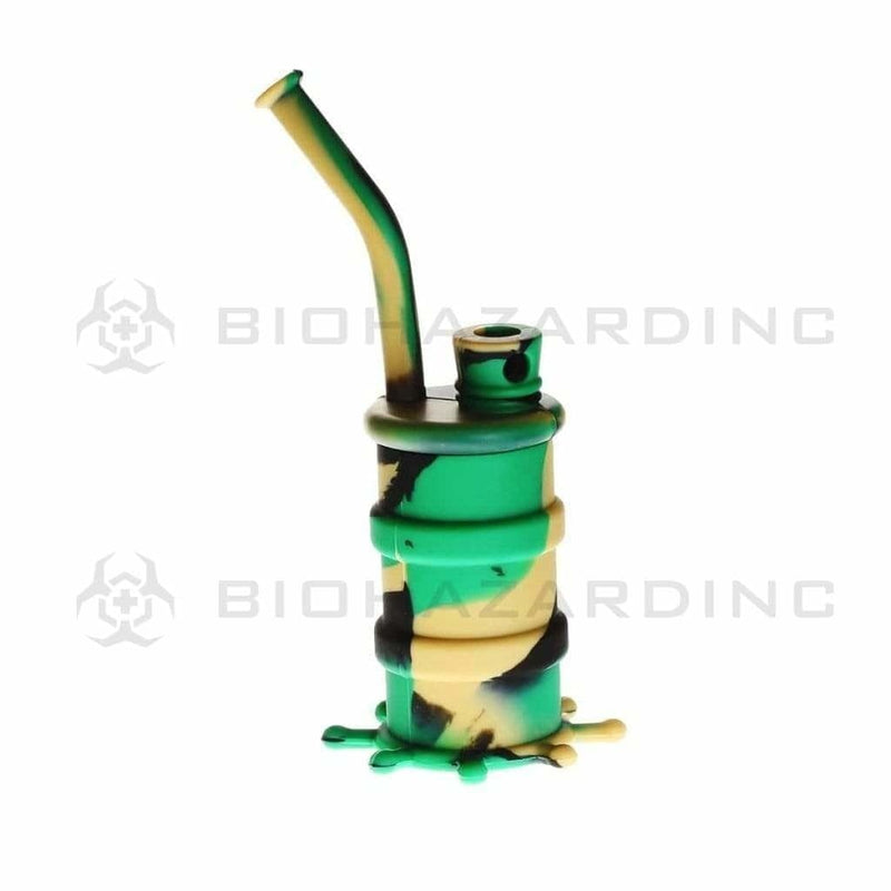 Biohazard Inc Silicone Rig Silicone 8" Bent Neck Small Oil Drum Bubbler - Camo