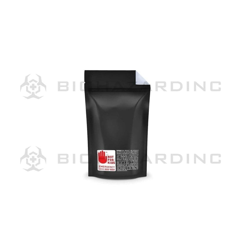 Biohazard Inc Mylar Bag Black Vista Mylar Bags for WA State w/ Tear Notch 3.62in x 5in - 3.5g - 1,000 Count (Tamper Evident)