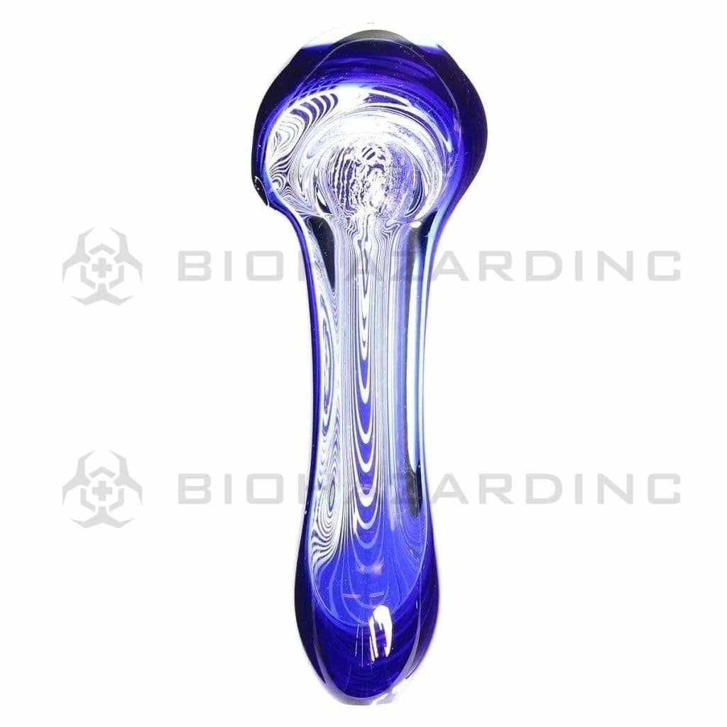Biohazard Inc Glass Hand Pipe Blue And Clear Hand Pipe
