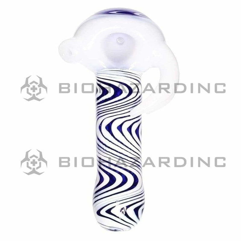 Biohazard Inc Glass Hand Pipe Blue and White Hand Pipe