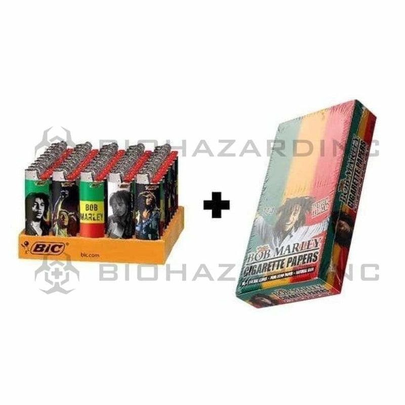 Bob Marley Promo Bob Marley BIC Lighters - 50 Count + 1 1/4" Rolling Papers - 25 Count SPECIAL LIMITED time