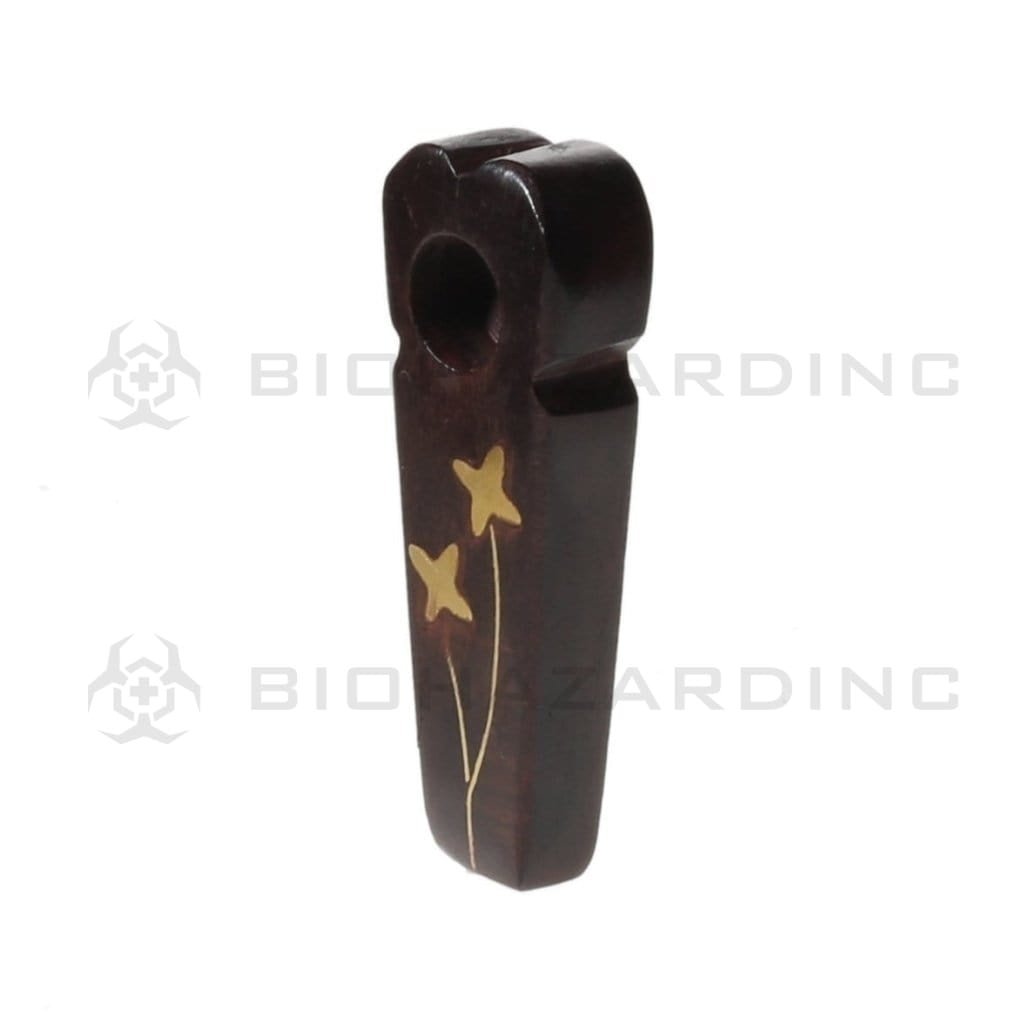 Biohazard Inc Wood Hand Pipe Brass Inlay Wood Pipe