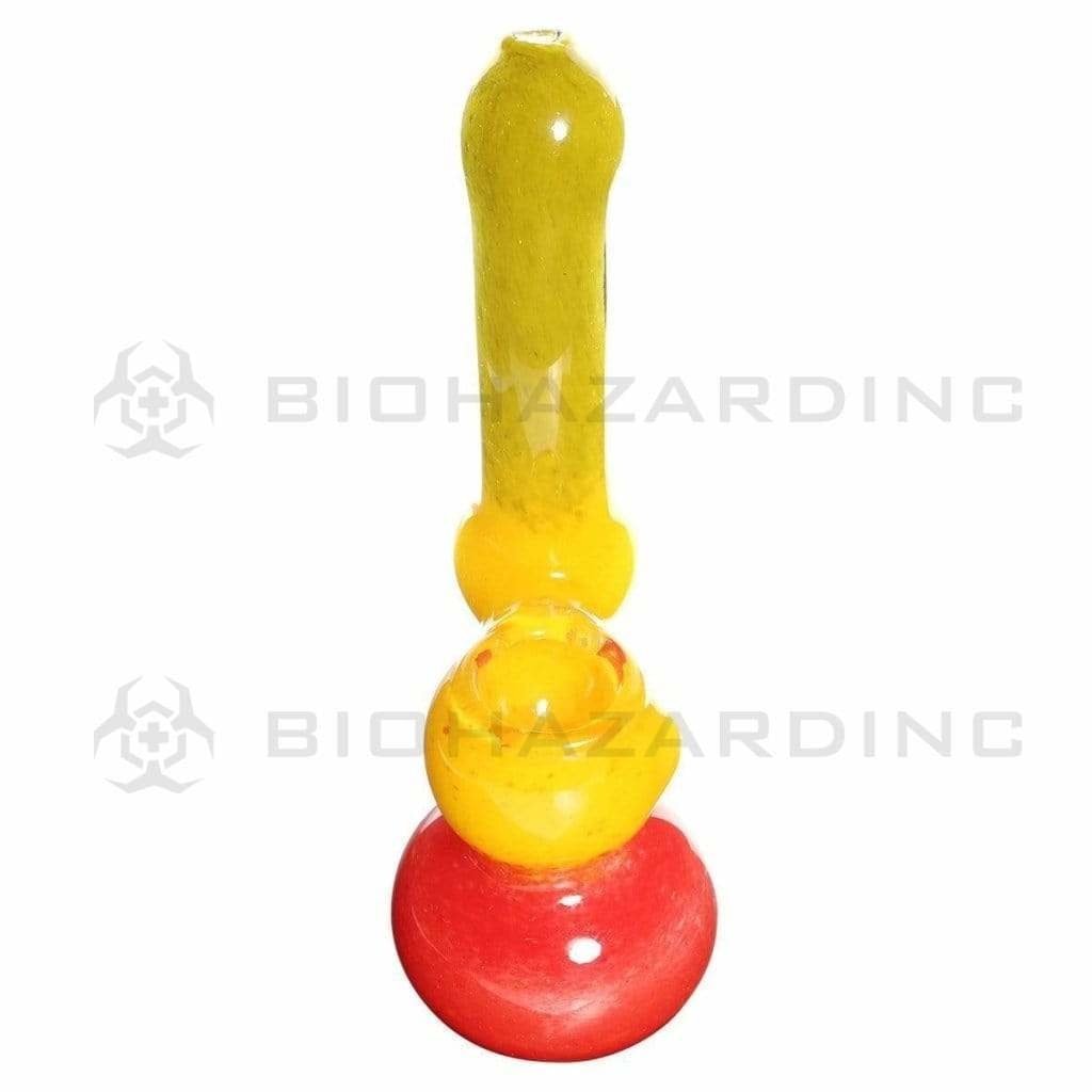 Biohazard Inc Glass Bubbler Bubbler Medium 6"-8" Single Diffused Standing Sherlock Rasta Frit 3 pack
