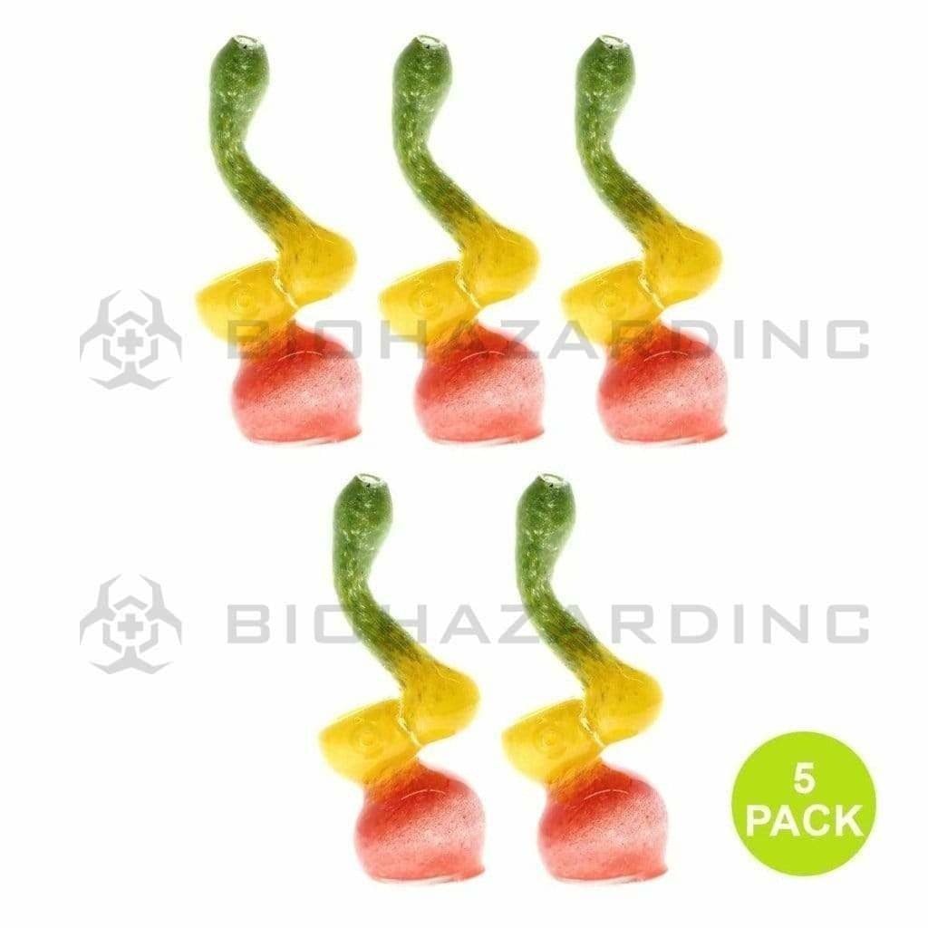 Biohazard Inc Glass Bubbler Bubbler Small 4"-6" Single Diffused Rasta Frit 5 pack