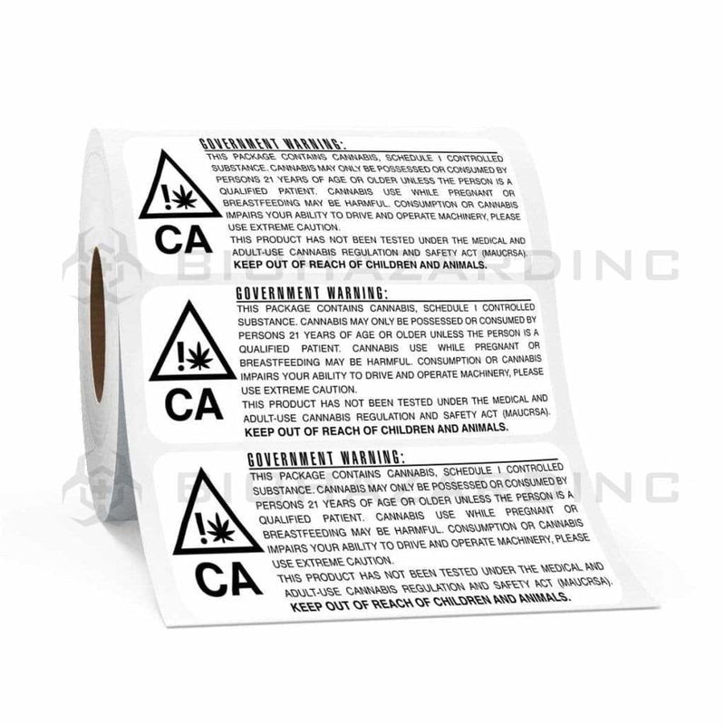 Biohazard Inc Compliance Labels California RX Medical Compliant Government Warning