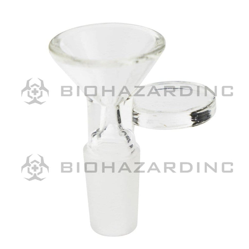 Biohazard Inc 14mm Bowl Clear Bowl w/ flat side handle 14mm male