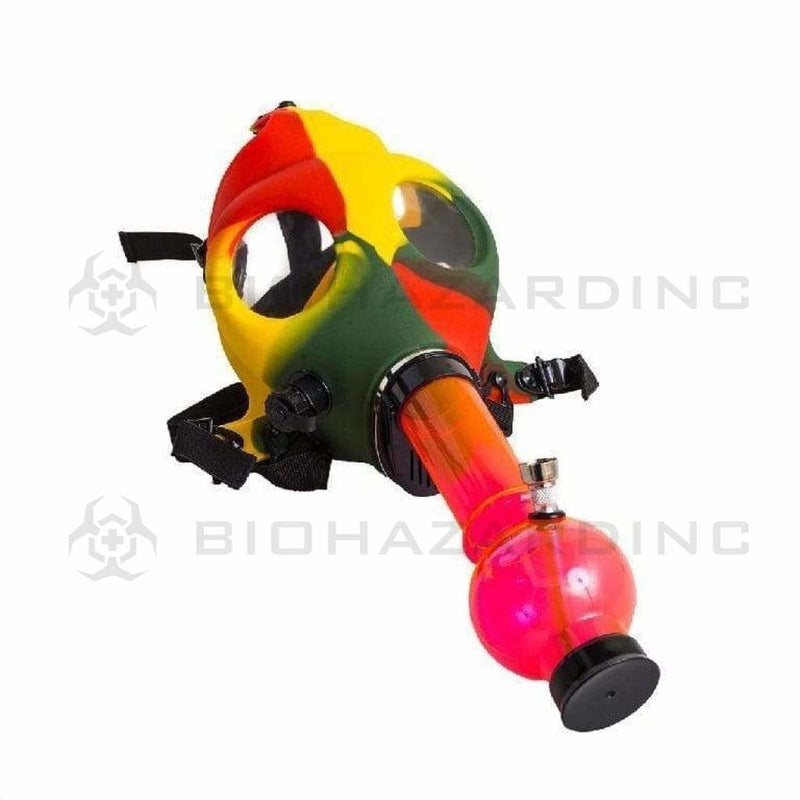 Biohazard Inc Acrylic Bong with Gas Mask Gas Mask With Acrylic Pipe Set - Rasta