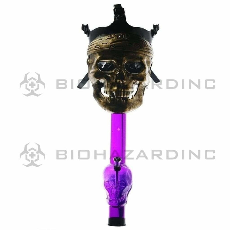 Biohazard Inc Acrylic Bong with Gas Mask Gas Mask with Bandana Skull Cover - Bronze