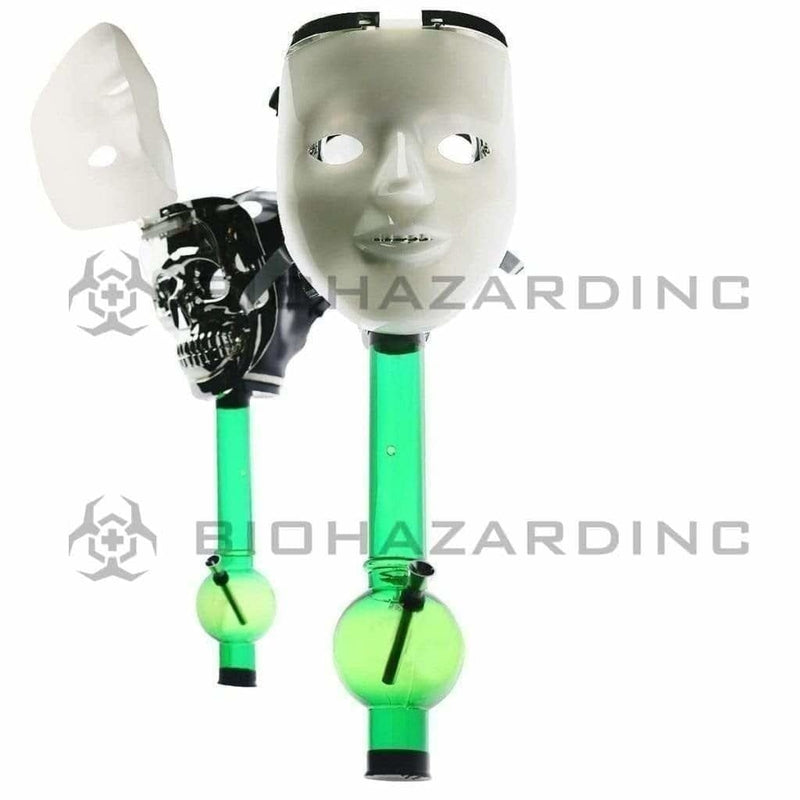 Biohazard Inc Acrylic Bong with Gas Mask Gas Mask with Face Cover - White