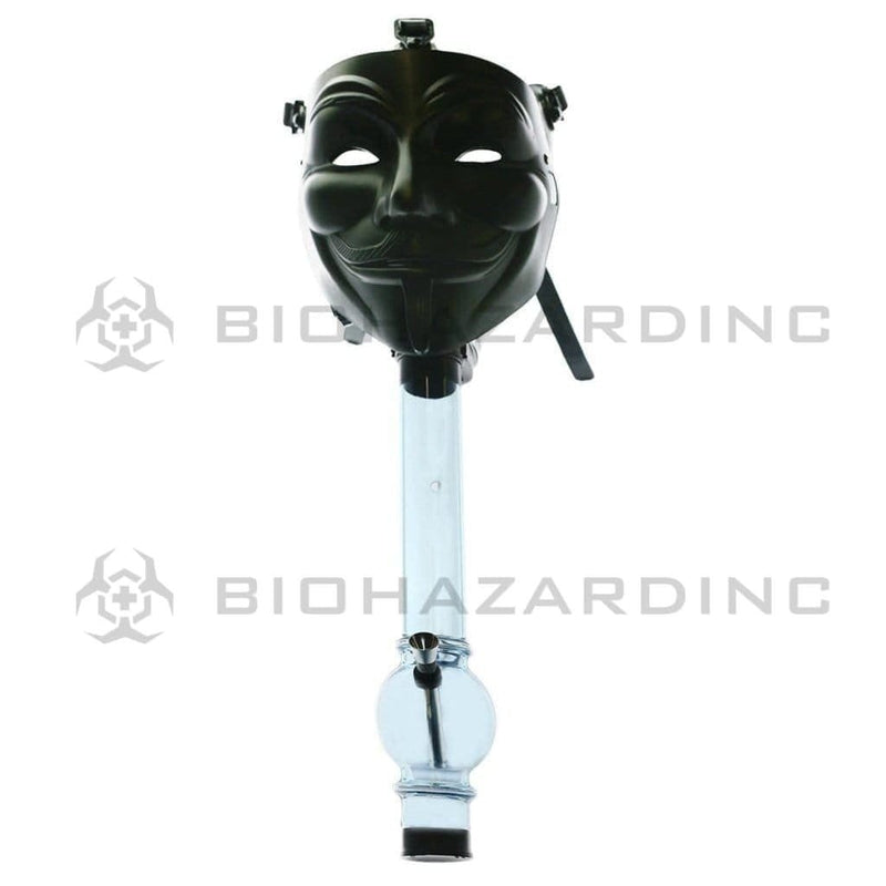 Biohazard Inc Acrylic Bong with Gas Mask Gas Mask with Guy Fawkes Cover - Black