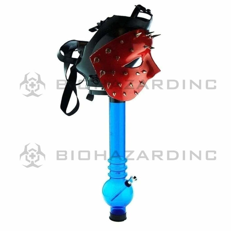 Biohazard Inc Acrylic Bong with Gas Mask Gas Mask with Spiked Skull Cover - Red