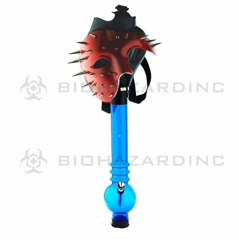 Biohazard Inc Acrylic Bong with Gas Mask Gas Mask with Spiked Skull Cover - Red