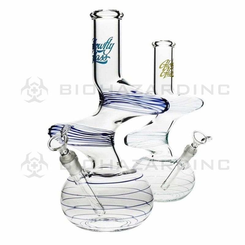 Glowfly Glass Bong Glowfly Glass 13" 2 Elbow Bubble Bottom - Rake Trim