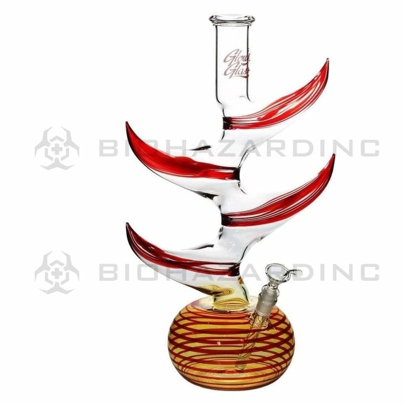 Glowfly Glass Bong Glowfly Glass 19" 4 Hook Bubble Bottom - Rake Trim