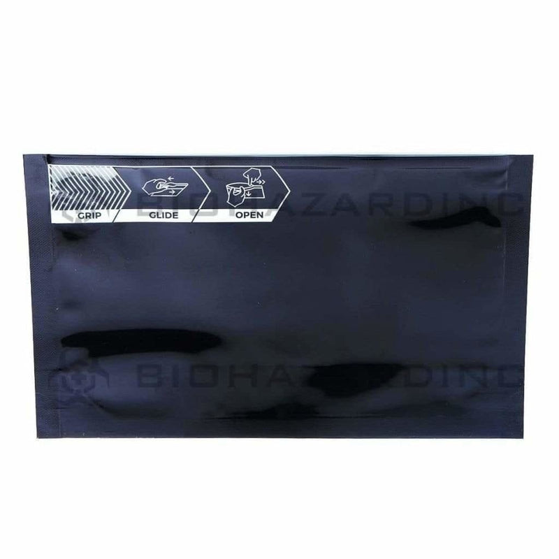 Grip N Glide™ Black Mylar Bags | Child Resistant - 14 Grams - 100 Count | 8" x 6"