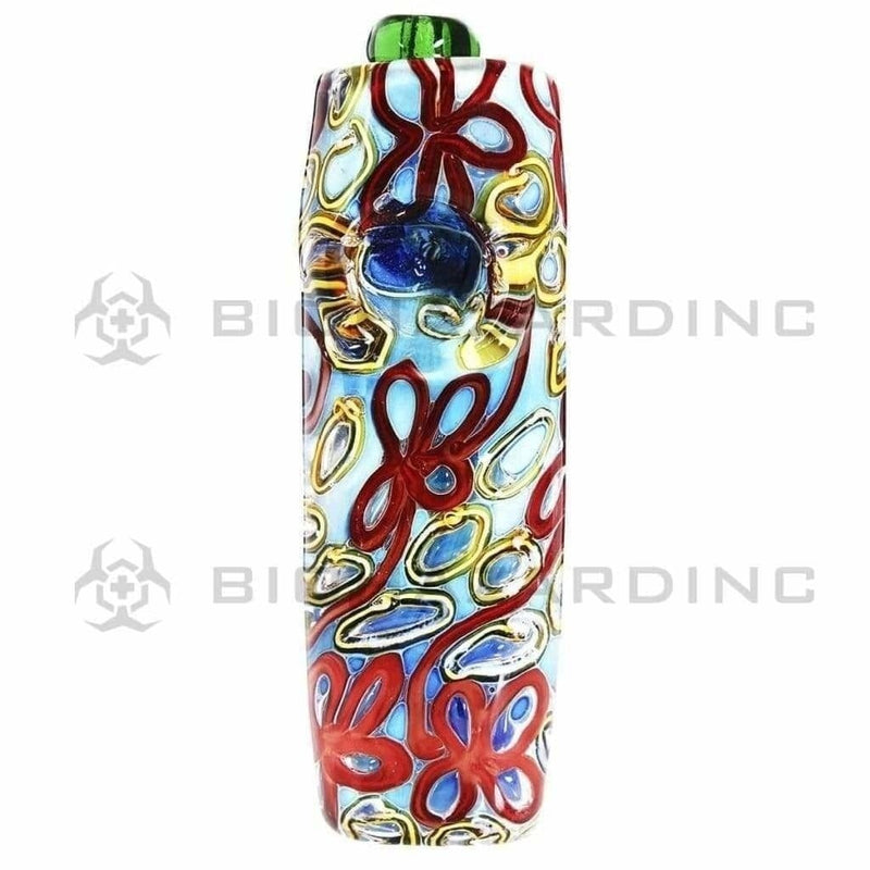 Biohazard Inc Wood Hand Pipe Heavy Rectangle Fumed Flower Design Hand Pipe Assorted Colors