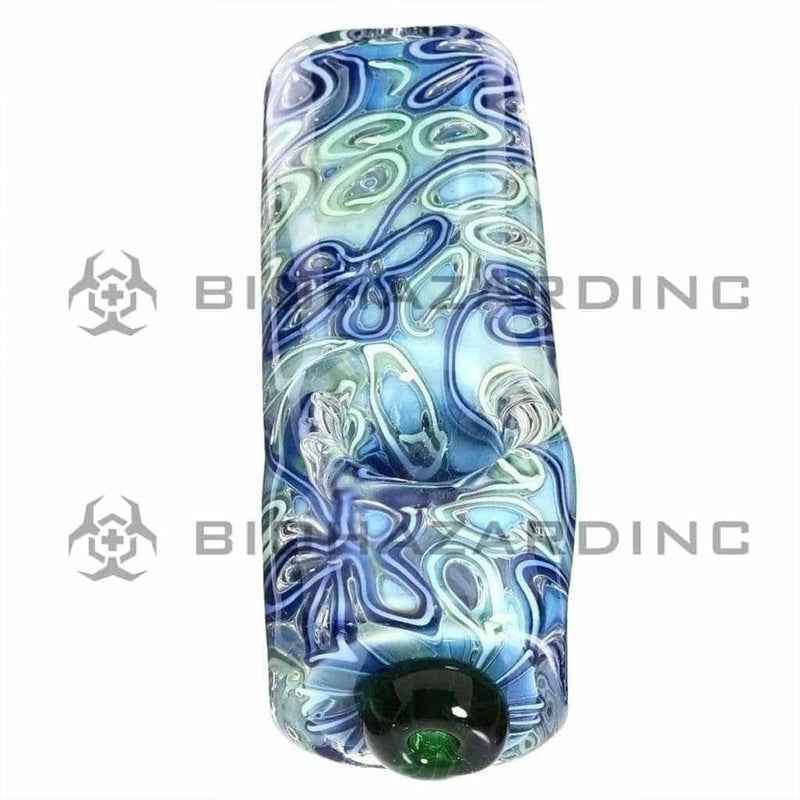 Biohazard Inc Wood Hand Pipe Heavy Rectangle Fumed Flower Design Hand Pipe Assorted Colors